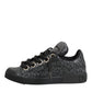 Black Cotton Denim Logo Low Top Sneakers  Shoes