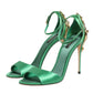 Green Heels Embellishments Sandals Shoes
