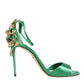 Green Heels Embellishments Sandals Shoes