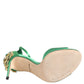 Green Heels Embellishments Sandals Shoes