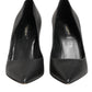 Black Leather Stiletto High Heels Pumps Shoes