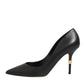 Black Leather Stiletto High Heels Pumps Shoes