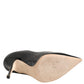 Black Leather Stiletto High Heels Pumps Shoes