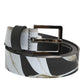 Multicolor PVC Floral Silver Buckle Men Belt