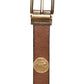 Brown Leather Gold Silver Coin Buckle Belt