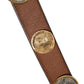 Brown Leather Gold Silver Coin Buckle Belt
