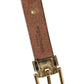 Brown Leather Gold Silver Coin Buckle Belt
