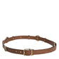 Brown Leather Gold Silver Coin Buckle Belt