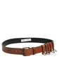 Brown Classic Gold Metal Logo Buckle Men Belt