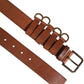 Brown Classic Gold Metal Logo Buckle Men Belt