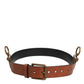 Brown Leather Side Rings Brass Buckle Belt