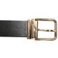 Black Leather Gold Silver Coin Buckle Belt
