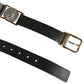 Black Leather Gold Silver Coin Buckle Belt