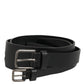 Black Double Strap Leather Buckle Men Belt