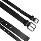 Black Double Strap Leather Buckle Men Belt