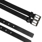 Black Double Strap Leather Silver Buckle Belt