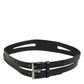 Black Double Strap Leather Silver Buckle Belt