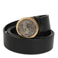 Black Leather Coin Buckle Classic Men Belt