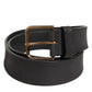 Black Leather Metal Buckle Classic Men Belt