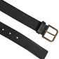 Black Leather Metal Buckle Classic Men Belt