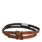 Brown Double Strap Leather Gold Buckle Belt