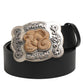 Black Leather Gothic Dragon Metal Buckle Belt