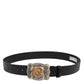 Black Leather Gothic Dragon Metal Buckle Belt