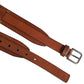 Brown Classic Gold Metal Logo Buckle Men  Belt