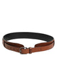 Brown Classic Gold Metal Logo Buckle Men  Belt