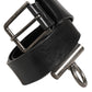 Black Leather Side Rings Brass Buckle Belt