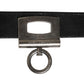 Black Leather Side Rings Brass Buckle Belt