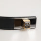 Black Leather Classic Metal Logo Buckle Belt