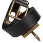 Black Leather Side Rings Brass Buckle Belt