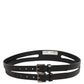 Black Double Strap Leather Silver Buckle Belt