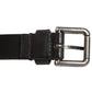 Black Double Strap Leather Silver Buckle Belt