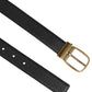 Black Leather Classic Metal Logo Buckle Belt