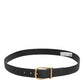 Black Leather Classic Metal Logo Buckle Belt