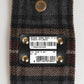 Plaid Fabric Logo Plate Brass Buckle Belt