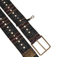 Plaid Fabric Logo Plate Brass Buckle Belt
