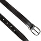 Black Classic Leather Silver-Tone Buckle Belt