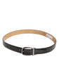 Black Classic Leather Silver-Tone Buckle Belt