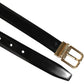Black Classic Leather Gold-Tone Buckle Belt