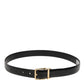 Black Classic Leather Gold-Tone Buckle Belt