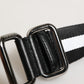 Black White Striped Logo Metal Buckle Belt