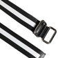 Black White Striped Logo Metal Buckle Belt