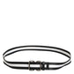 Black White Striped Logo Metal Buckle Belt