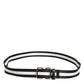 Black White Striped Logo Metal Buckle Belt