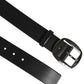 Black Leather Classic Metal Logo Buckle Belt
