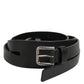 Black Double Strap Leather Gold Buckle Belt