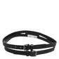 Black Double Strap Leather Gold Buckle Belt
